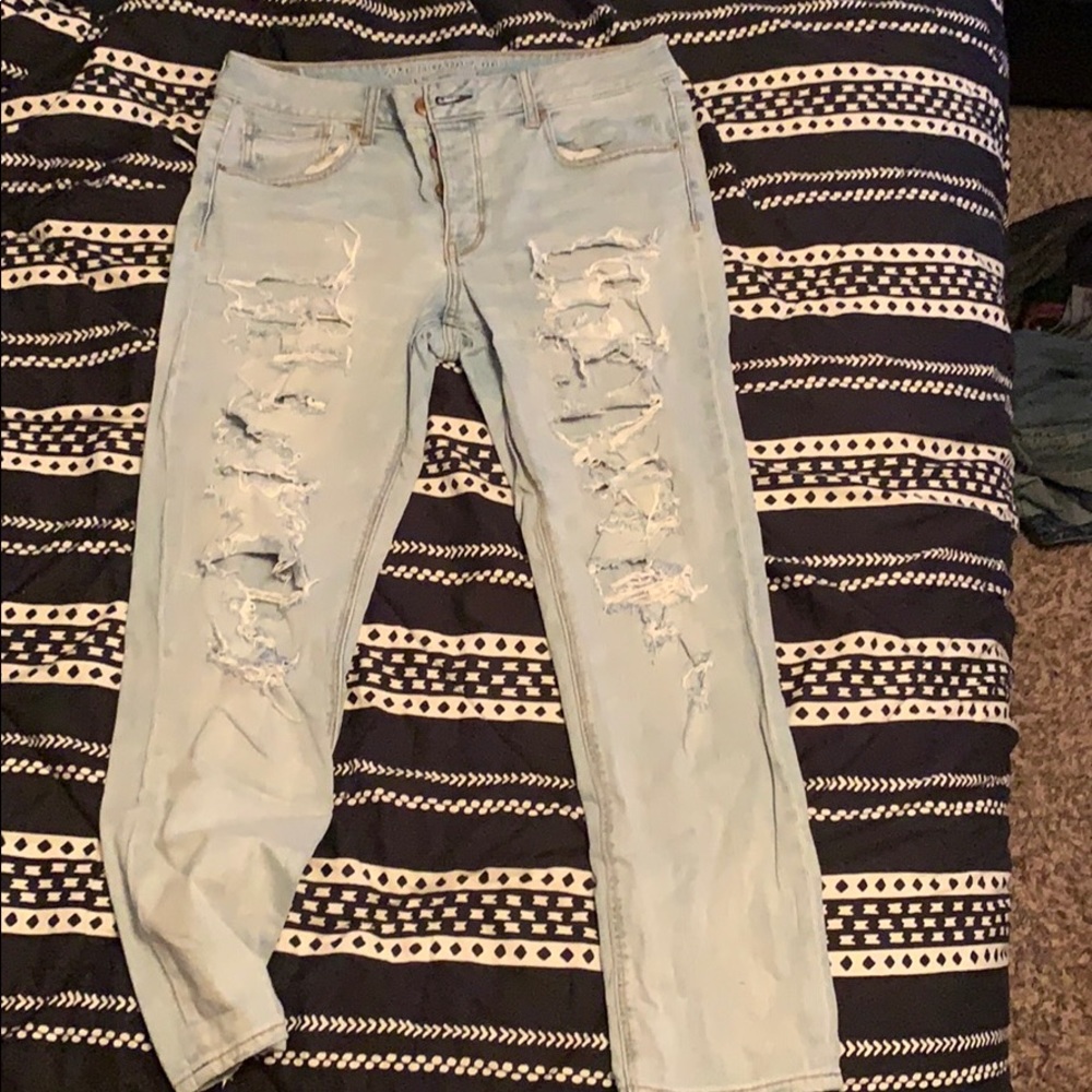 Distressed American Eagle Tomgirl Jeans